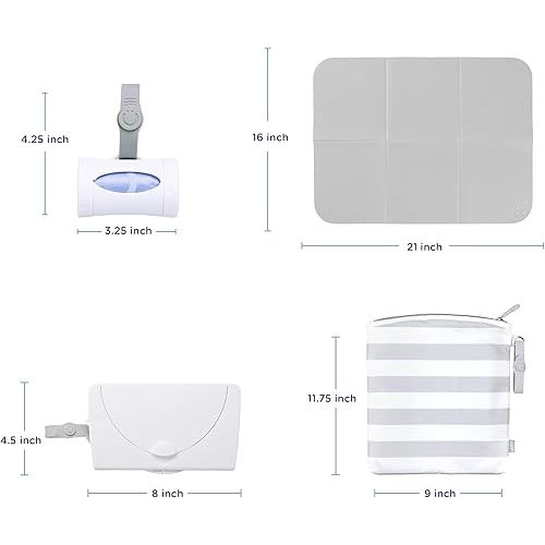 Ubbi On-The-Go Gift Set, Baby Essentials, Includes Portable Changing Pad, Wipe Dispenser, and Bag Dispenser, Newborn Baby Essential