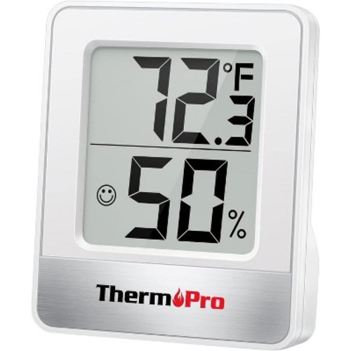 ThermoPro TP49W Mini Hygrometer Thermometer with Large Digital View Indoor Thermometer Humidity Gauge Monitor for Greenhouse Cellar in White