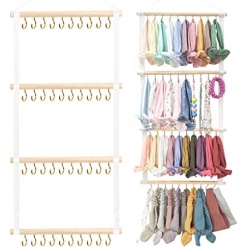 POVETIRE Headband Holder Head Bands Organizer for Girls, Baby Headbands Hair Accessories Organizer Storage Wall Hanging Decor for Nursery Toddler Girls Room