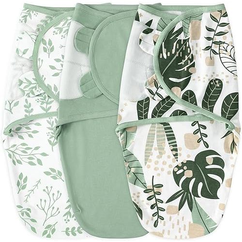 Yoofoss Baby Swaddles 0-3 Months 100% Cotton Newborn Swaddle Blanket 3 Pack Tog 0.5 Adjustable Velcro Swaddle, Breathable Soft Swaddle Sack (Small)
