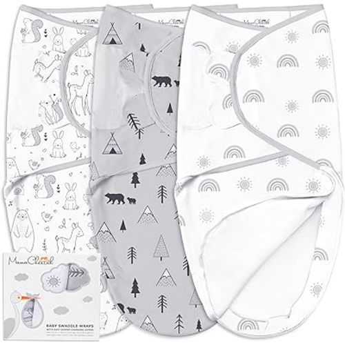 Mama Cheetah Baby Swaddle Blanket with Zipper, Newborn Swaddle Sack, Baby Swaddles Sleep Sack 4-7 lbs, Baby Swaddle Wrap with Easy Change Zipper for Baby Boy & Baby Girl, 3-Pack