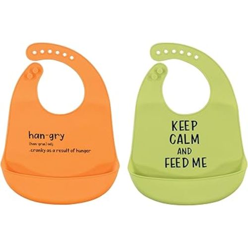 Hudson Baby Unisex Baby Silicone Bibs, Hangry, One Size