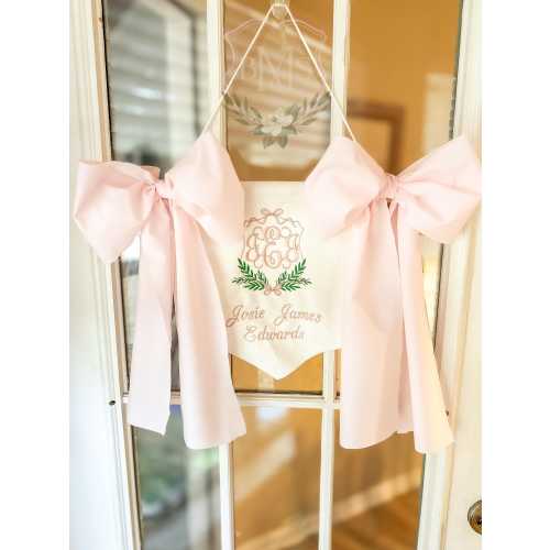 PINK embroidered baby hospital door hanger/nursery decor banner | embroidered banner, baby banner, baby shower gift, welcome baby