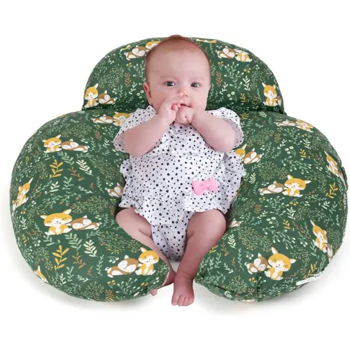 Nursing Pillow for Breastfeeding, Animal Patterns Removable Cotton Cover, Support for Mom and Baby, Plus Size Ergonomic Design Breastfeeding Pillows, Machine Washable, Green