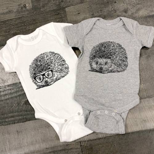 Hedgehog Baby Bodysuit, Hipster Nerdy Hedgehog Animal Baby Boy Baby Girl Clothes, One Piece Romper, Hedgehog Baby Shower Gift