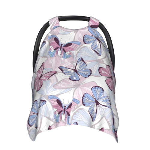 Car Seat Cover Baby - Butterflies in Pastel Multi Use Carseat Covers Baby, Infant Car Seat Cover Canopy, Baby Carrier Stroller Cover, Breastfeeding Cover, Baby Essentials
