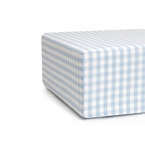 Luxe Premium Light Blue Gingham Crib Sheet
