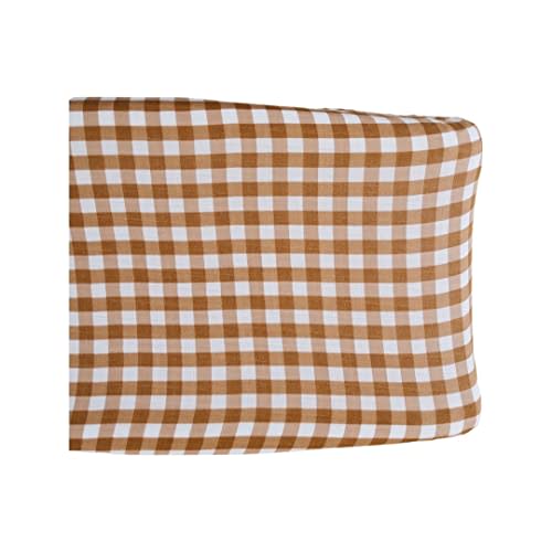 Mebie Baby Changing Pad Cover, Gingham, 100% Muslin Cotton Changing Table Pad Cover for Baby Boy and Girl, Designer Nursery Decor Covers, Diaper Changing Pad Cover for Changing Station