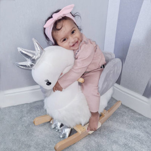 Qaba Plush Ride on Swan with Sounds Rocking Horse | Wayfair