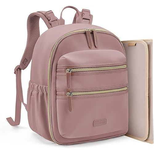 mommore Neoprene Diaper Bag Backpack Small Baby Bag Travel Mini Diaper Backpack for Newborn with Insulated Pockets (Dark Pink)