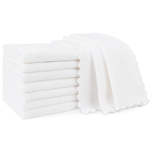 Orighty Burp Cloths for Baby 8 Pack - Super Soft & Absorbent Coral Fleece Baby Burp Cloth, 20x10 Inch Gentle Large Burping Rugs for Babies Sensitive Skin, Burping Cloths for Newborn Essential, White