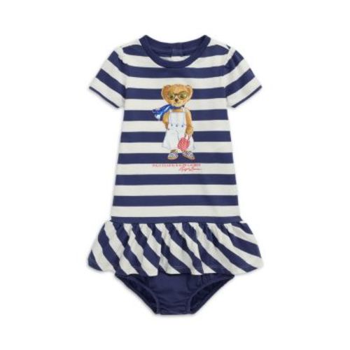 Girls' Striped Polo Bear Cotton Dress & Bloomer - Baby