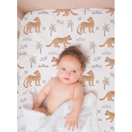 Leopard Crib Sheets for Boys, Earthy Organic Tones Crib Sheet, Crib Sheet for Boys Nursery, Scandinavian Baby Bedding, Boho Nursery