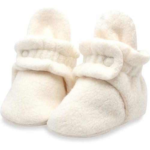 Zutano Unisex Fleece Baby Booties, Soft Sole and Non Slip | Stay On Slipper Socks for Infant/Toddler, Girls, Boys 3-24 Months