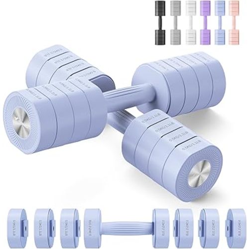 MERACH Dumbbell Set of 2, Adjustable Weight, Anti-slip Handle, Macaron Colors, Each 2.2/4.4/6.6/8.8 lbs, 4 in 1 Hand Weights for Women at Home