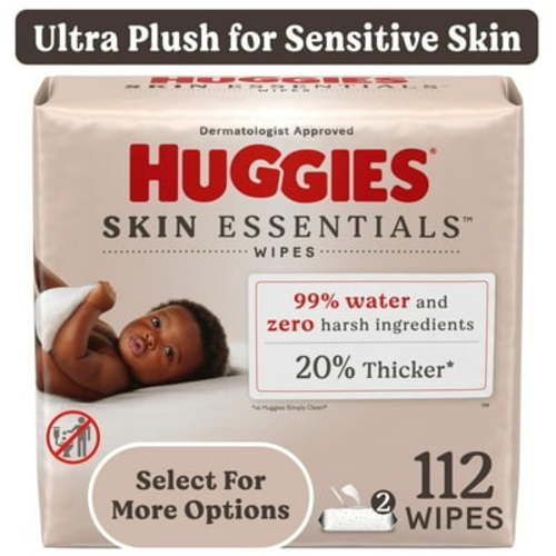 Huggies Skin Essentials Baby Wipes, 2 Pack, 112 Total Ct (Select for More)