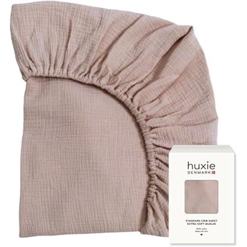 Crib Sheets – Organic Cotton Muslin Fitted Crib Sheet – Standard Size for Baby Boy and Baby Girl 28" x 52" Ultra-Soft and Breathable. (Blush)