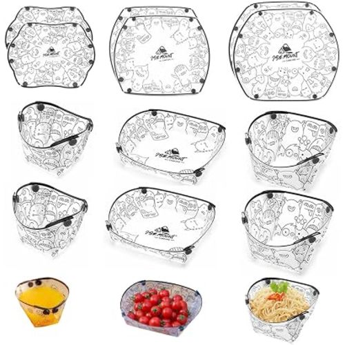 MIUPOO Collapsible Bowl Plate Cup Set,Portable Mess Kit,Food Grade Material Free Folding Plate for Lunch Family Picnic,Collapsible Set of 6, 3 Sizes