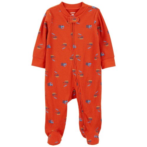Baby Construction 2-Way Zip Cotton Blend Sleep & Play Pajamas - Size 9 Months