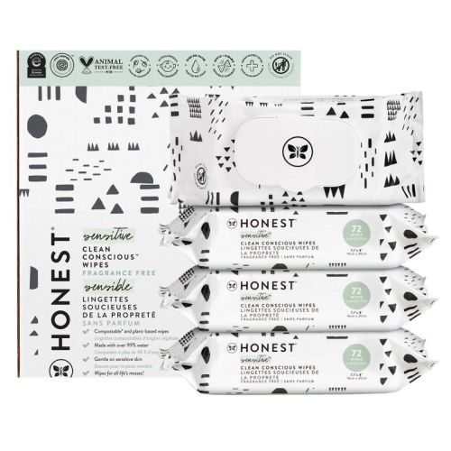 The Honest Company Plant-Based Baby Wipes made with over 99% Water - Pattern Play (Select Count)