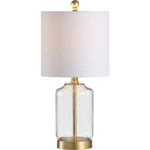 JONATHAN Y JYL1033A Duncan 20.5" Glass/Metal LED Table Lamp Glam Cottage Bedside Desk Nightstand Lamp for Bedroom Living Room Office College Bookcase LED Bulb Included, Clear/Brass Gold