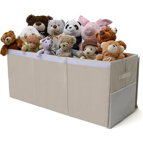 Extra Large Toy Storage Organizer with Lid - Sturdy, Collapsible Toy Chest Storage Box Design - Toys Bin with Dividers for Kids, Nursery, Bedroom, Playroom 37"x16"x14"