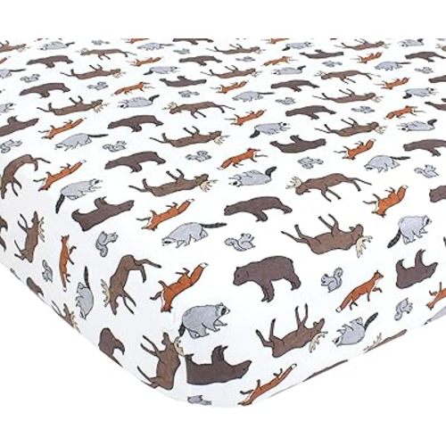 Hudson Baby Unisex Baby Cotton Fitted Crib Sheet, Animal Adventure, One Size