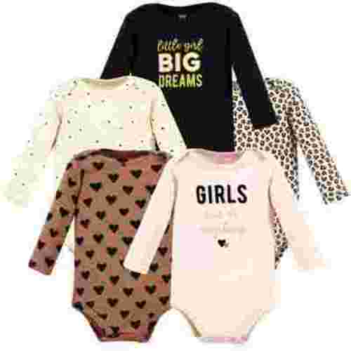 Hudson Baby Cotton Long-Sleeve Bodysuits, 5-Pack, Newborn- 24 Months