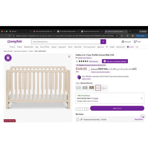 Carter's by DaVinci Colby 4-in-1 Low-Profile Convertible Crib & Reviews | Wayfair