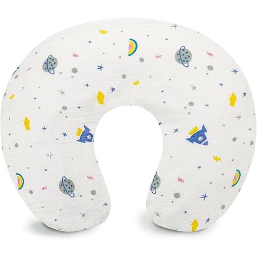 Hooyax Muslin Nursing Pillow Cover Ultra Soft Feeding Pillow Cover for Breastfeeding Moms, Comfortable Infant Nursing Slipcover for Newborn (White)