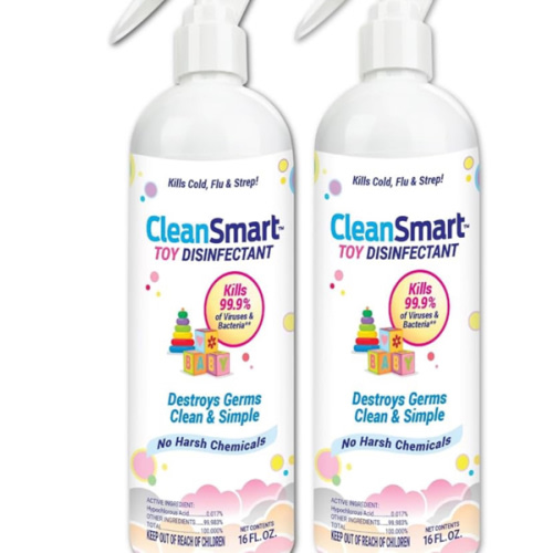 CleanSmart Toy Disinfectant Spray Kills 99.9% of Viruses and Bacteria, Rinse Free, 16 oz Bottle, (Pack of 2)