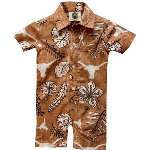 Texas Longhorns Wes & Willy Infant Vintage Floral Romper - Texas Orange