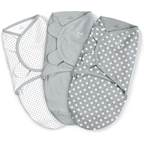 SwaddleMe by Ingenuity Original Swaddle - Size Small/Medium, 0-3 Months, 3-Pack (Criss Cross Polka Dot)