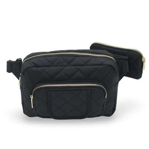 Mini Diaper Bag, Fanny Pack Crossbody Bags, Black Travel-Friendly