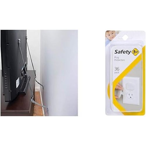 Safety 1st TV & Furniture Safety Straps, Black, Multi, 2 Straps(Pack of 1) & Plug Protectors, 36 Count