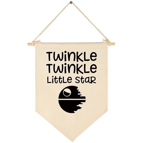 Twinkle Twinkle Little Star - Canvas Hanging Flag Banner Wall Sign Decor Gift for Baby Kids Boy Nursery Teen Room Front Door - Star Wars Quotes