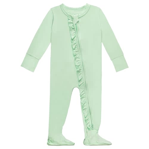 GUISBY Baby Footies Ruffle Pajamas, Soft Long Sleeve with 2 Way Zipper Sleepers