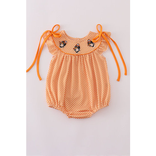 Orange Tennessee go vols checkered embroidery smokey girl bubble orange bows