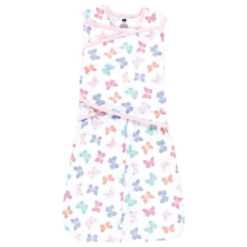 Hudson Baby Infant Girl Convertible Swaddle Sleep Sack, Pastel Butterfly, 0-3 Months