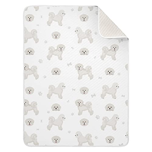 Swaddle Blanket Bichon Frise Dog Cotton Blanket for Infants, Receiving Blanket, Lightweight Soft Swaddling Blanket for Crib, Stroller, Nursery Blankets, Puppy, 30x40 in