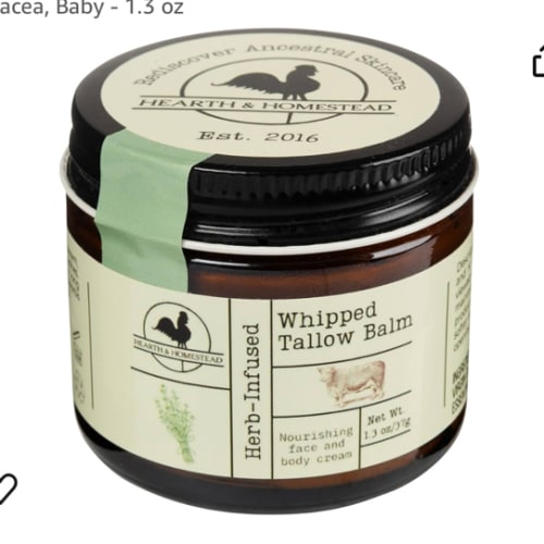 Handmade Whipped Tallow Balm (Unscented/Herb-Infused) - Organic Body Butter with Infused Olive Oil, for Eczema, Rosacea, Baby - 1.3 oz
