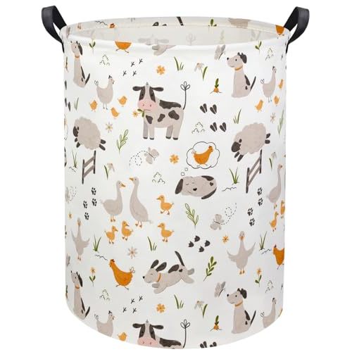 TIBAOLOVER Baby Laundry Basket Kids Hamper Toy Storage Bin for Boys Room Decor Baby Nursery Hamper Gift Baskets for Bedroom Bathroom(Farm)
