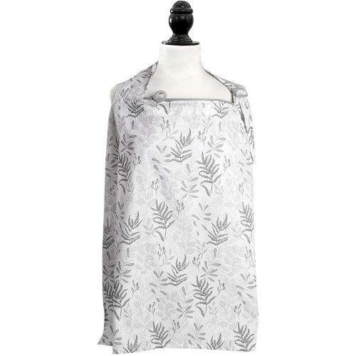 Boppy Nursing Cover for Breastfeeding, Gray Ferns, Apron Style with Storage Pocket, Rigid Neckline to See Baby While Feeding, and Breastfeeding or Pumping