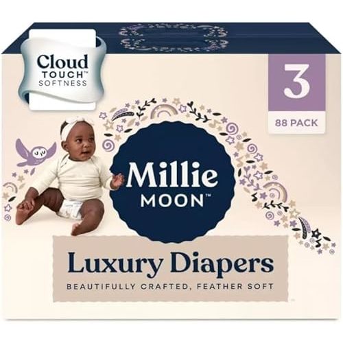Millie Moon Luxury Diapers (Size-3 and Count-88) White-13 to 24 lbs(Pack of 1)