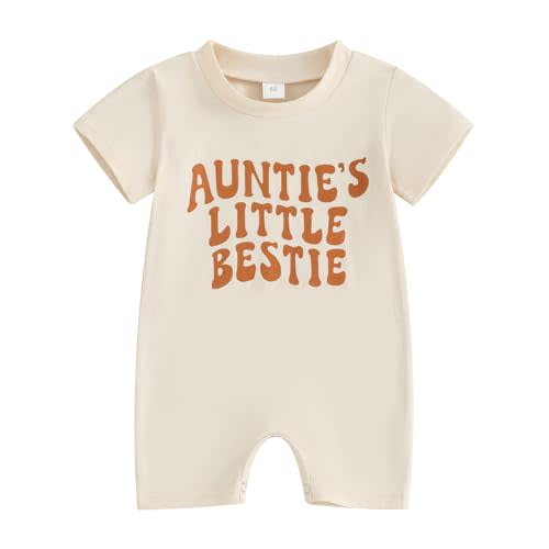 Aunties Bestie Baby Clothes Gender Neutral Baby Boy Girl RomperJumpsuit Infant Summer Letter Print Short Jumpsuit
