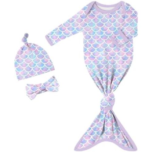 Yoofoss Baby Knotted Gowns 0-3 Months, Newborn Sleepers Hospital Coming Home Outfit for Photograph, Soft Breathable Comfort