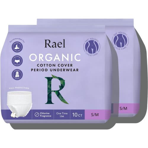 Rael Disposable Underwear for Women, Organic Cotton Cover Postpartum Essentials - 10 Count (Pack of 2)