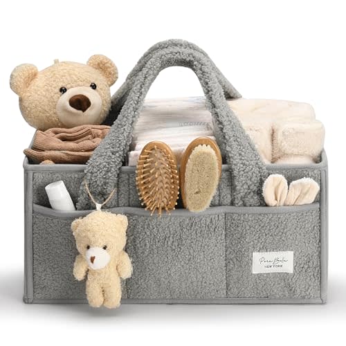 PeraBella Baby Diaper Caddy Organizer with Handle, Boy & Girl Shower Gift Basket, Portable Diaper Storage Basket Bin for Wipes, Newborn Baby Essentials Registry Search Must Haves, Car Caddy Organizer