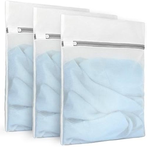 3Pcs Durable Fine Mesh Laundry Bags for Delicates 12 x 16 Inches (3, Medium)
