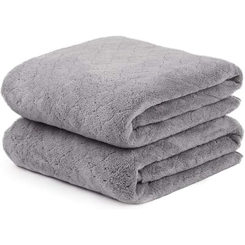 JML Microfiber Bath Towels, Oversized, Ultra Soft, Super Absorbent and Fast Drying, No Fading and Multipurpose Use for Sports, Travel, Fitness, SPA and Yoga (Coral Fleece - Grey, 30 in x 60 in)